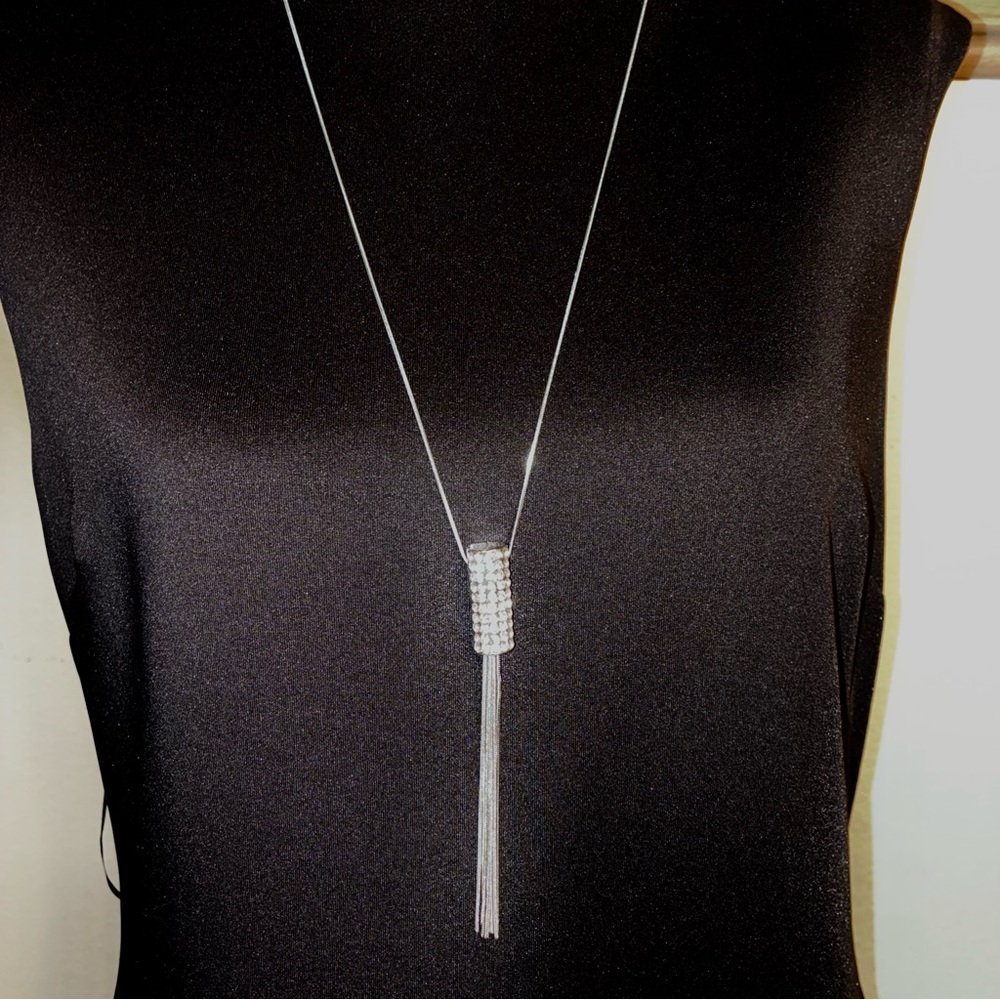 Elegant Silver Tassel Necklace